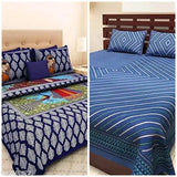Cotton bedsheets, 4-piece set with 144 thread count, queen-size multipack, made in India