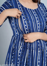 Rayon Anarkali maternity zip kurta, three-quarter sleeve, printed pattern - M to XXL sizes, Indian origin
