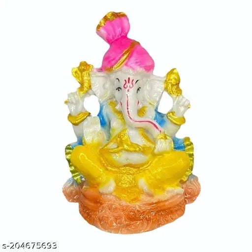 Marble-finish Pagdi Ganesha Idol, 85 x 65 x 12 cm decorative statue from SCULPTO MANIA, Indian artisanal poly resin showpiece