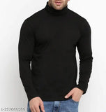 Classy, graceful men's long-sleeve cotton blend t-shirt. Soft, breathable, and high neck design for a chic look in cold weather