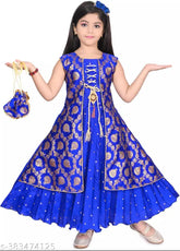 Silk sleeveless embroidered net gown for beautiful girls, 18-10 years, India origin