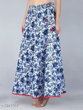 Indigo print cotton skirt, vibrant patterned net skirt for women, size 30 inches waist and 40 inches length