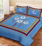 120TC cotton blue double bedsheet, soft & durable UniqChoice sheet set with 2 pillow covers