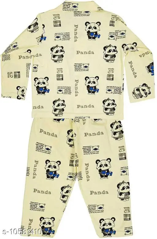 ICABLE cotton cartoon print night suit for babies, long-sleeved T-shirt and pajama set with printed patterns, 9-12 months size from India