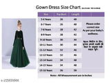 Green net fabric kids frock gown dress with sequin work for occasional party-wear, full sleeve, round neck, long sleeves