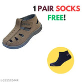Printed PVC sandals for kids (1 pair socks free), ideal for boys and girls aged 3-6 years, India origin