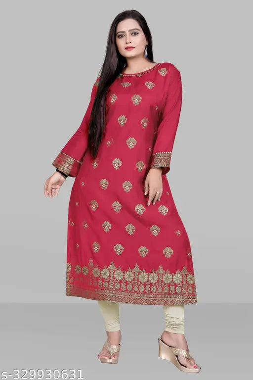 Cotton blend printed kurti for girls & women, long sleeves, stylish stitching, perfect for weddings & fashion events (M-6XL) - India