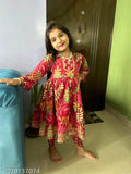 Printed cotton Cambric Anarkali frock & dhoti set for 12-18 months, Indian ethnic wear for little girls