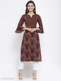 Indibelle cotton straight kurta with abstract print