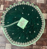 Maroon Vichitra silk embroidered sari with sequence blouse, featuring frill and thread work, ideal for festive occasions