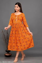 Rayon winter wear Anarkali kurti, printed combo, three-quarter sleeves - women's fashion, Indian apparel