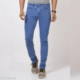 Trendy solid denim men's jeans, comfortable fit for sizes 28, 30 & 32 (India-made)