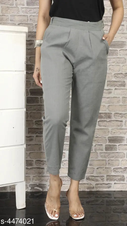 Trendy solid cotton trousers, Indian-made casual wear