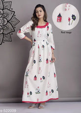 Printed rayon kurti, women's fashionable Indian traditional outfit in rayon fabric, single size L