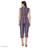 Sleeveless printed net crepe jumpsuit for women (M, L, XL), stylish Indian fashion