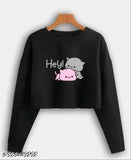 Women's black & red Gomu Pichu print full sleeve cotton t-shirts (pack of 2), perfect for summer vacations