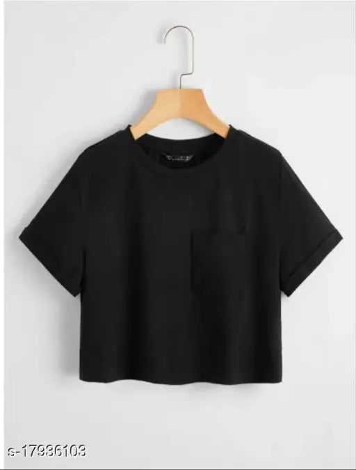 Cotton colorblocked pocket half sleeve t-shirt for women, available in sizes XS-XXXL from India