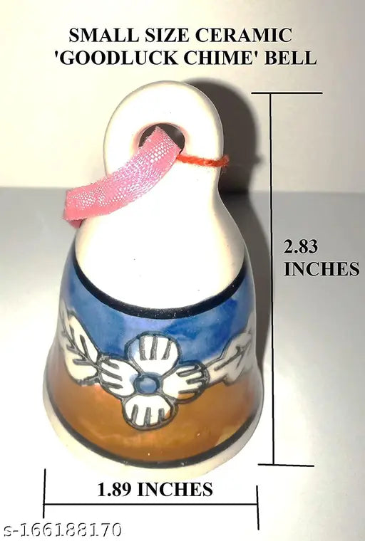Multicolor hand-painted ceramic bell pair, small size, positive chi energy decor for home or car