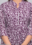 Rayon Sanganeri print Anarkali kurti, traditional Indian womens fashion with three-quarter sleeves
