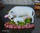 Polyresin Sai collection Cow and Calf Statue, decorative Hindu figurine from Haridwar, 10cm tall