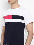 Colorblocked cotton T-shirt for men, short sleeves, versatile design, cool and casual style, by BUKKL. Made in India