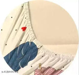 Platinum printed Glace Cotton double king size fitted bedsheet with elastic, botanical pattern, 2 pillow covers, 78 x 72 inches, ideal for summer adult use by RAREBIRD