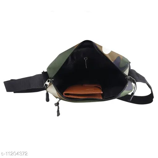 Unisex polyester sling bag, solid color, multi-compartment crossbody style for men's and women's use, free size, Indian origin