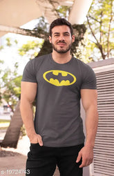 Comfy cotton partywear men's t-shirt with printed design, short sleeves, size S for chest 38in and length 27in
