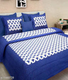 Jaipuri printed cotton double bed sheets, queen size with 2 pillow covers, vibrant Indian design