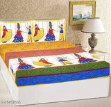Double Queen cotton Jaipuri bedsheet combo with 4 pillow covers, featuring traditional Rajasthani prints