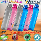Crystal clear, leak-proof, BPA-free fridge water bottle set - 1000ml, multicolor & space-saving, perfect for office, school, college, gym, picnic, or home use