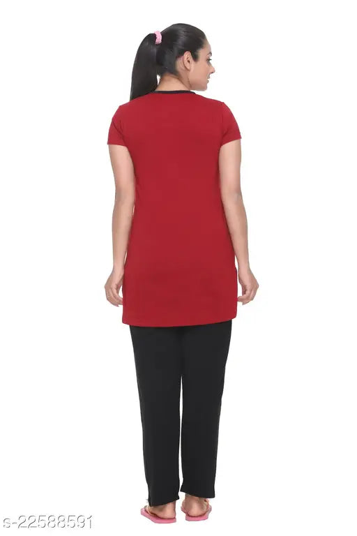 Plush cotton blend night suit set for women, printed summer wear in S, M, L, XL, XXL