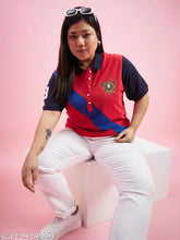 Colorblocked cotton blend half sleeve top for women, available in various sizes from XXXL to 7XL