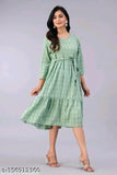 Cotton printed gown, three-quarter sleeves, Indian handloom fashion