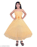 Net Sniffy Partywear gown for girls, printed with leading brand SNIFFY. Perfect for children's celebrations, size 4-5 years." (125 characters)