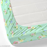 Glace cotton fitted double bedsheet (72x78 inches, 6-inch mattress), floral pattern, superfine quality, 2 pillow covers, ideal for summer, adult use