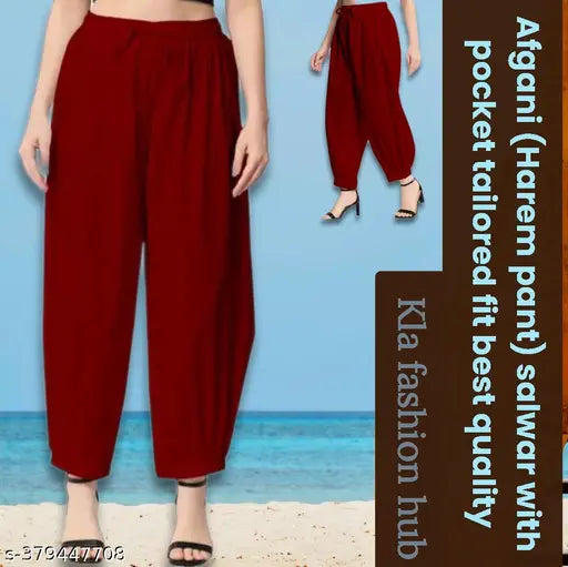 Rayon Afgani Harem pant with pocket - modern style from India (pack of 1, solid color)