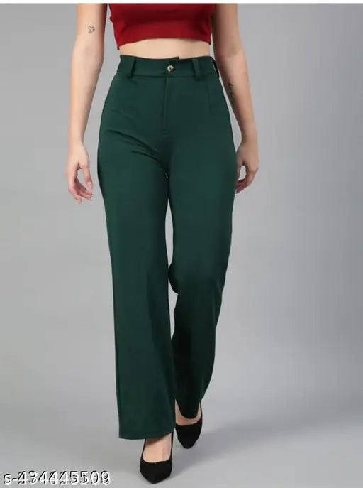 Stretchable lycra women's trousers, classic style and solid net pattern (pack of 2), trendy fashion wear on display