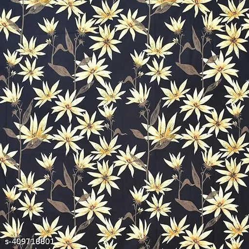 Black floral printed cotton-feel elastic fitted king size double bedsheet with 2 pillow covers, ideal for heavy winter use