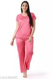 Coral pink satin pyjama set for women's sleepwear and lounge wear, comfortable and chic nightdress for special nights