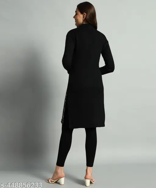 Women's wool three-quarter sleeve printed combo kurta, single size M, Bust 34in, Length 39in, made in India