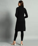 Women's wool three-quarter sleeve printed combo kurta, single size M, Bust 34in, Length 39in, made in India