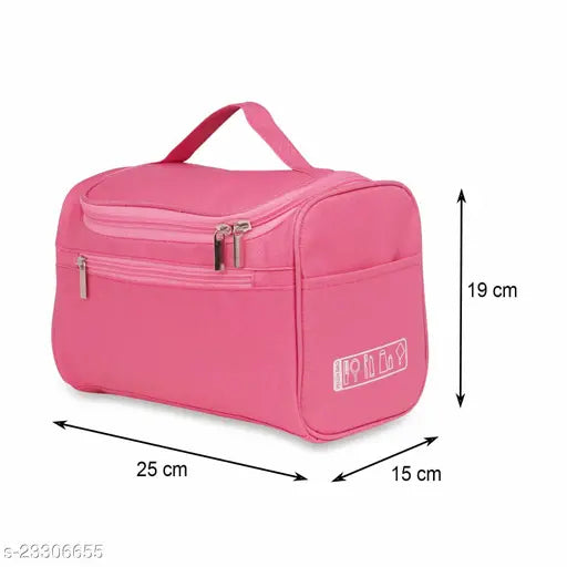 Pink fabric net pouch for travel and organization, ideal for toiletries or makeup, India origin