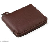 Brown PU leather men's & women's casual party wallet, trendy design, 4 card slots, neat compartments for travel