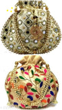 Multicolor fabric net women's combo potlis, vibrant Indian craft for festive outfits (N: 2)