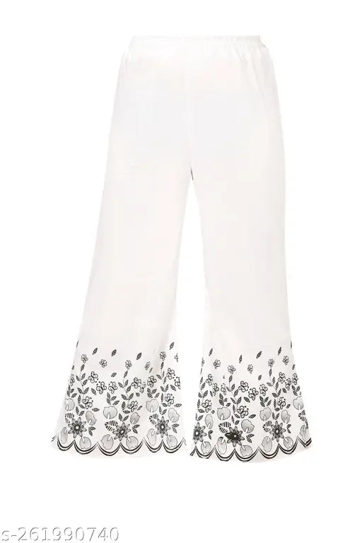 Black cotton blend kurti and plazo sets for girls (4-12 years), festive party print