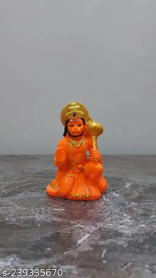 Gold polyresin Hanuman Murti Bajrangbali decorative statue, 4cm x 5cm x 5cm, spiritual home decor or office showpiece