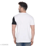 Multicolor cotton blend short sleeve round t-shirt, colorblocked pattern. Perfect casual wear for this season, high-quality 155-160 GSM cotton. Indian origin