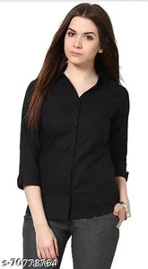 Rayon long-sleeved classic solid women's shirt, India-made