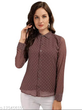 Georgette polka dot tunic top, three-quarter sleeves for women, Indian craftsmanship